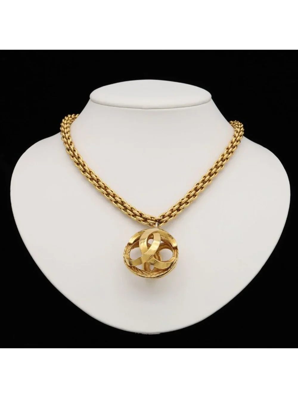 Chanel CC Logo CC Mark Watermark Ball Chain Pendant Gold Plated